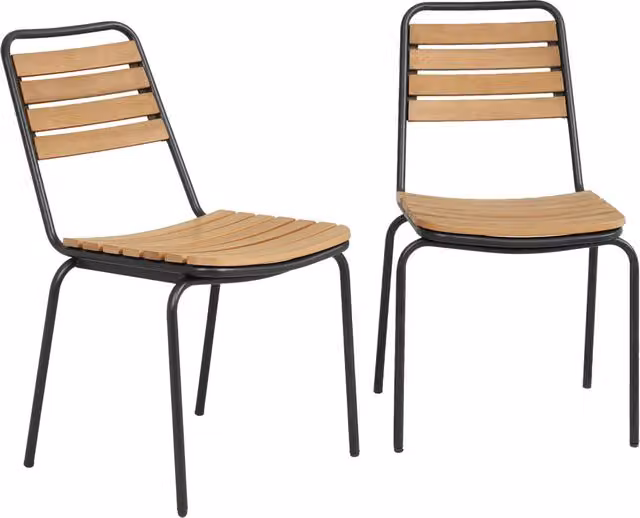 Sedie da giardino impilabili Outsunny in legno massiccio e acciaio, colore marrone, L: 61 cm, P: 47 cm, H: 81 cm