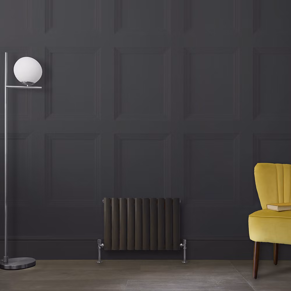 Radiatore di Design Orizzontale Grigio (Carbon Grigio) - 400mm x 590mm - Pannello Doppio  - Revive