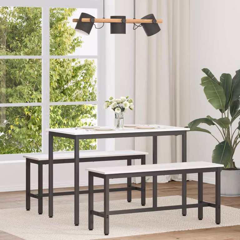 vidaXL Tavolo da pranzo rettangolare in pino massello bianco L: 110 cm, P: 55 cm, H: 75 cm