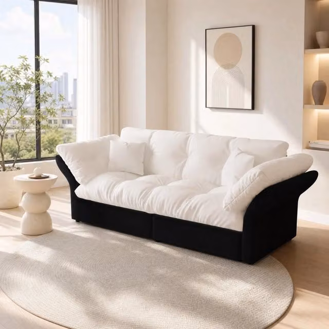 Divano letto 190.0x85.0x91.0 cm 3-in-1 convertibile in velluto beige