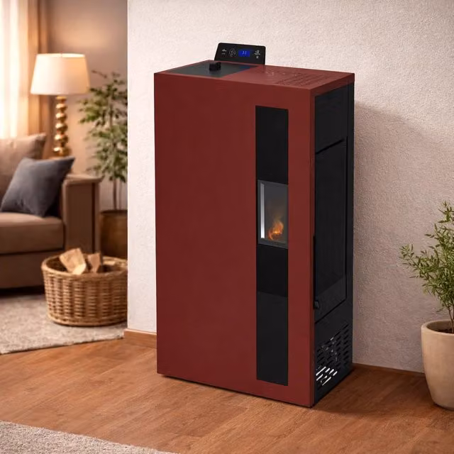Stufa a pellet slim Capaldo Bronte 5 colore bordeaux in ceramica e metallo – 1