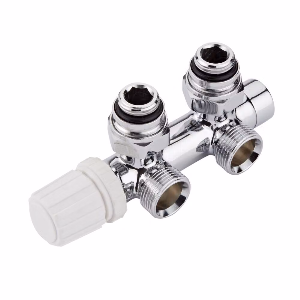 Valvole a Squadra Cromate per Radiatori e Scaldasalviette 3/4” con Testa Termostatica Cromata e Selezione di Adattatori – Multiblock H