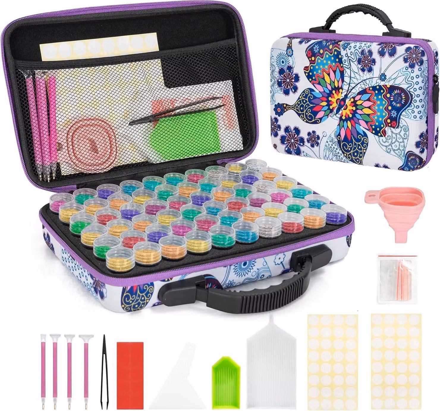 Contenitore di stoccaggio con 60 scomparti, 90 accessori, trasparente, per il Diamond Painting 5D