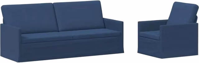 Set di 2 divani moderni vidaXL in tessuto blu con struttura in metallo per il tuo soggiorno