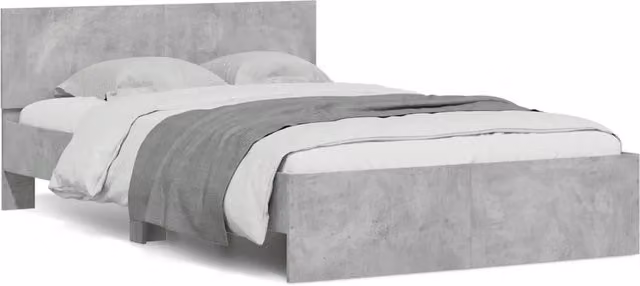 Giroletto con Testiera e LED-Struttura Letto con testiera Grigio Cemento 135x190 cm 273331