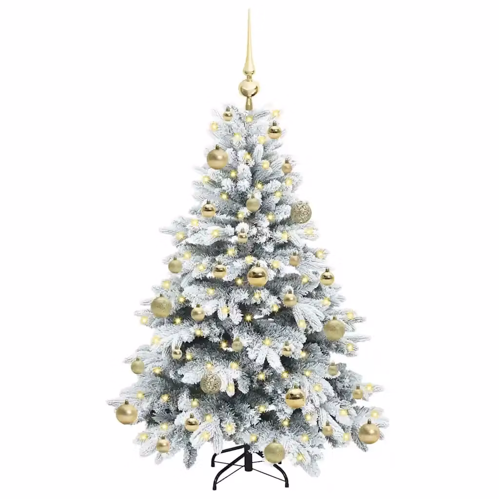 Albero di Natale artificiale bianco vidaXL con 150 LED luce bianca calda, Altezza: 120 cm, materiale PE e PVC – 2