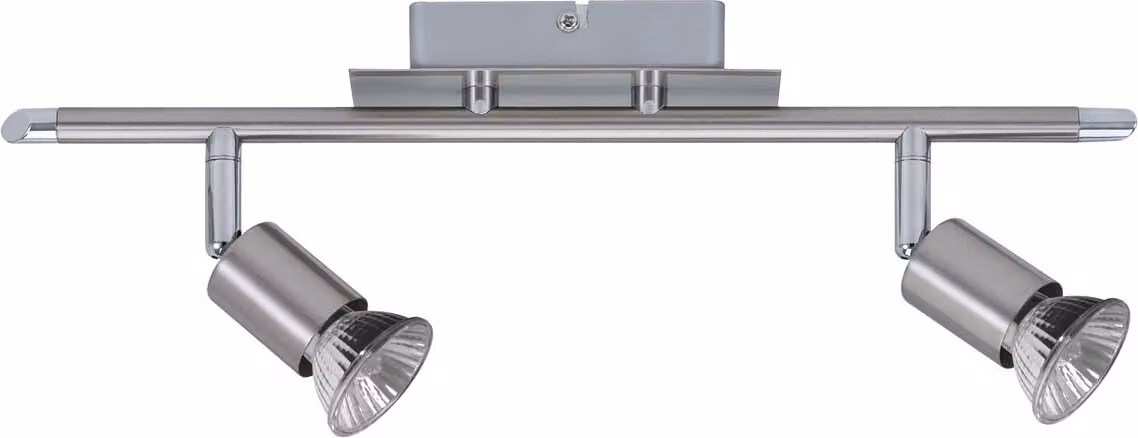 Paulmann Faretti a soffitto Georgia, 2 luci, 50W ciascuno, attacco GU10, finitura in ferro spazzolato, 230V, metallo
