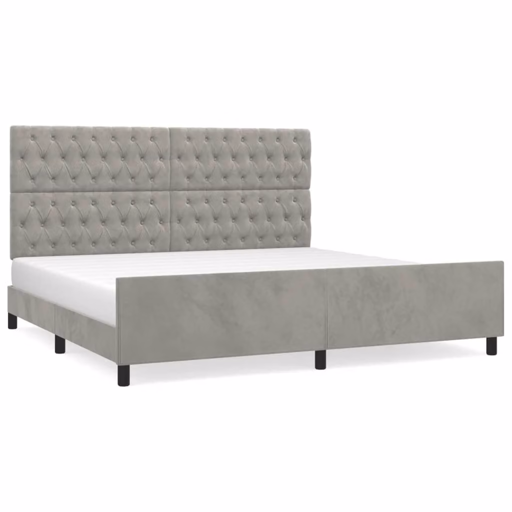 Giroletto senza Materasso Grigio Chiaro 200x200 cm Velluto