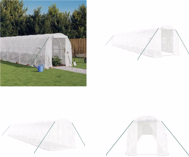 vidaXL Serra con telaio in acciaio bianco 28 m² 14x2x2 m - Serra - Serre - Polytunnel - Serra calpestabile