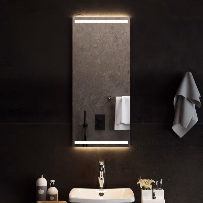 Specchio da bagno con luci LED vidaXL, design moderno rettangolare, L: 90 cm, H: 40 cm