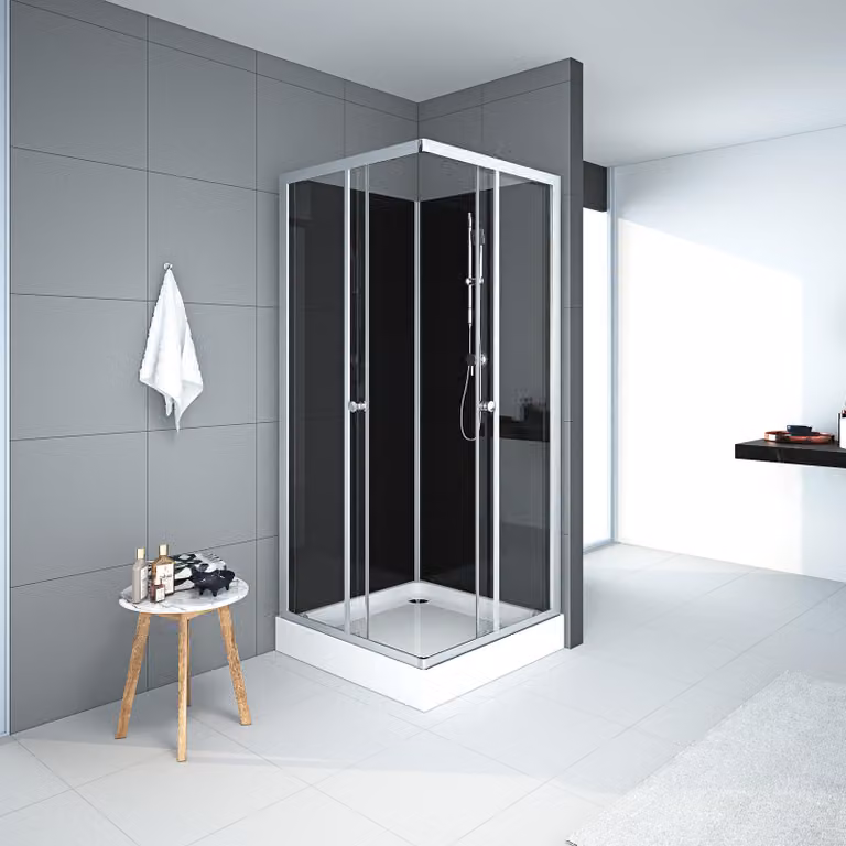 Doccia completa MARWELL doccia completa Black Reef - cabina doccia 80 x 80 x 195 cm - set completo incluso piatto doccia e rubinetto - con ingresso ad angolo