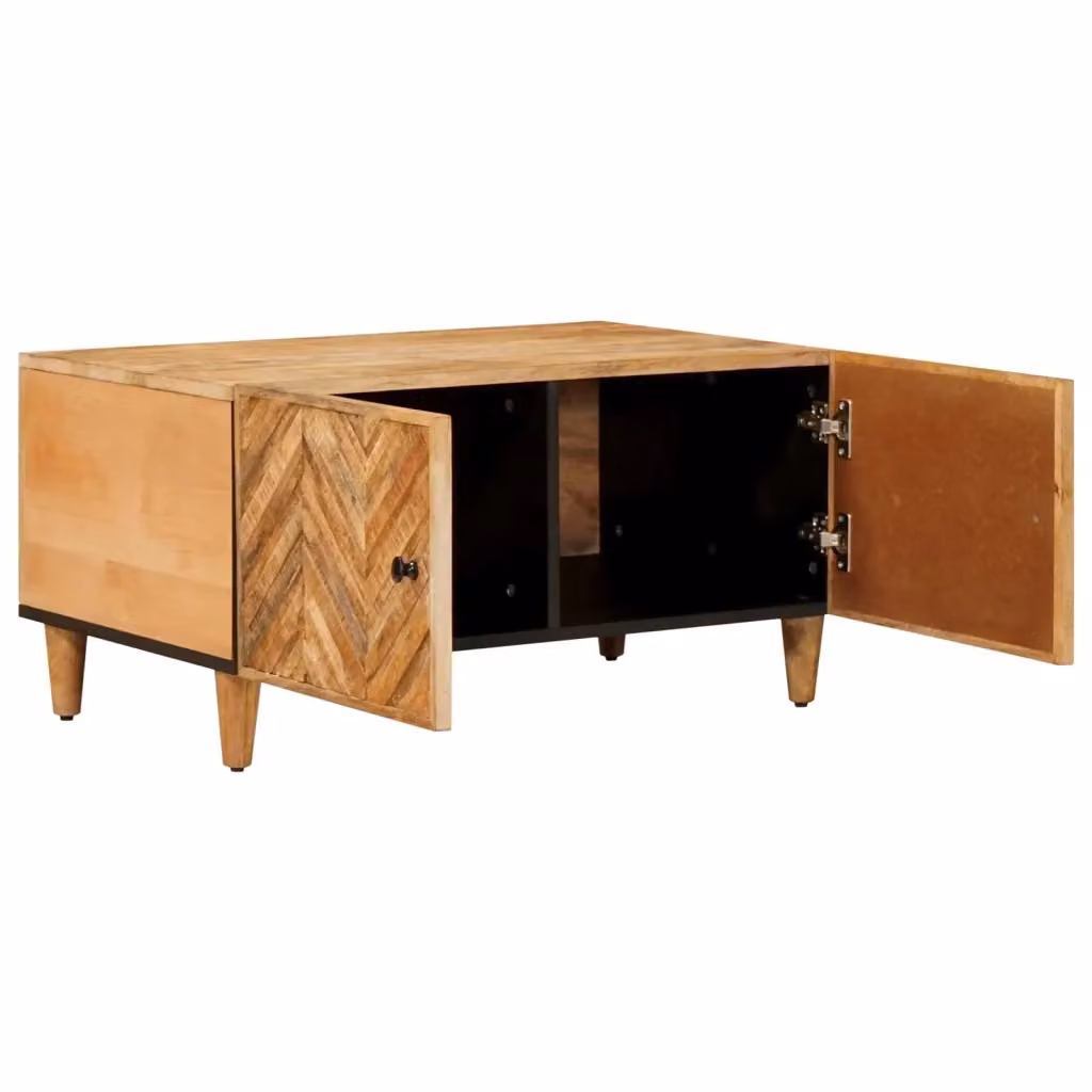 Tavolino da salotto moderno vidaXL in legno di mango e metallo marrone L/P/H: 80 x 50 x 40 cm – 2