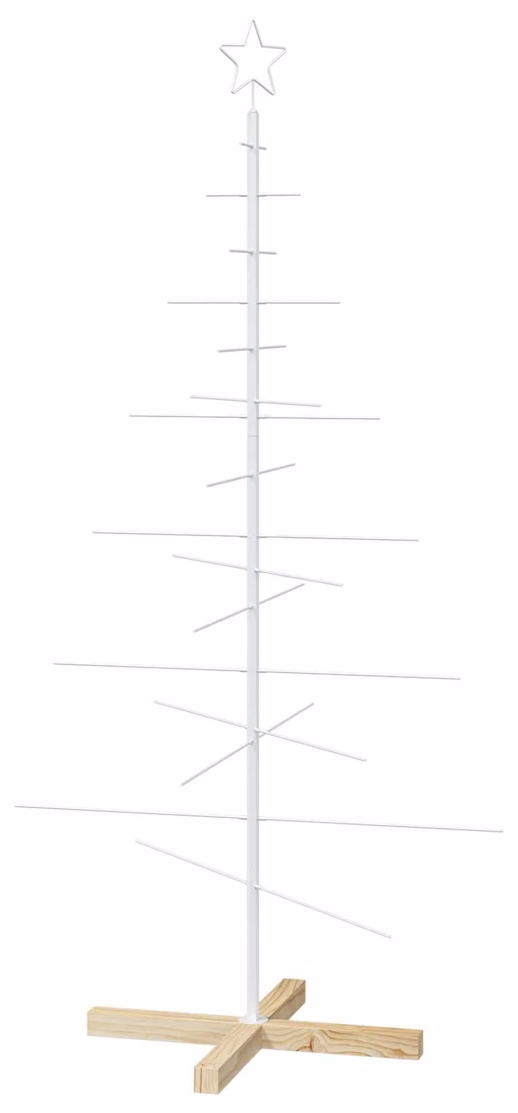 Albero di Natale in metallo con supporto, modello KUOPIO, 150 cm, acciaio, colore bianco