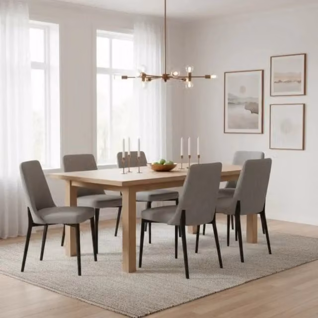 Set di 4 sedie da pranzo imbottite Charm in tessuto grigio chiaro con struttura in metallo Duzzle – 1