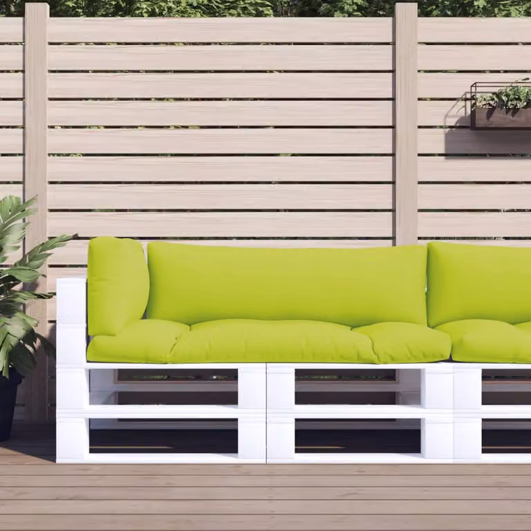 Set di 3 cuscini per pallet vidaXL in poliestere verde, impermeabili e resistenti ai raggi UV