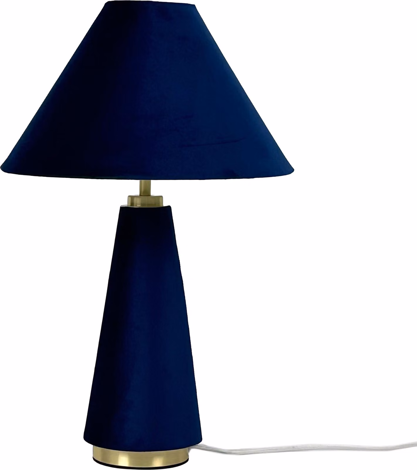 Lampada da tavolo Relaxdays, paralume in velluto e base in metallo, E14, HD 47x30 cm, lampada da comodino con cavo, camera da letto, blu scuro/oro