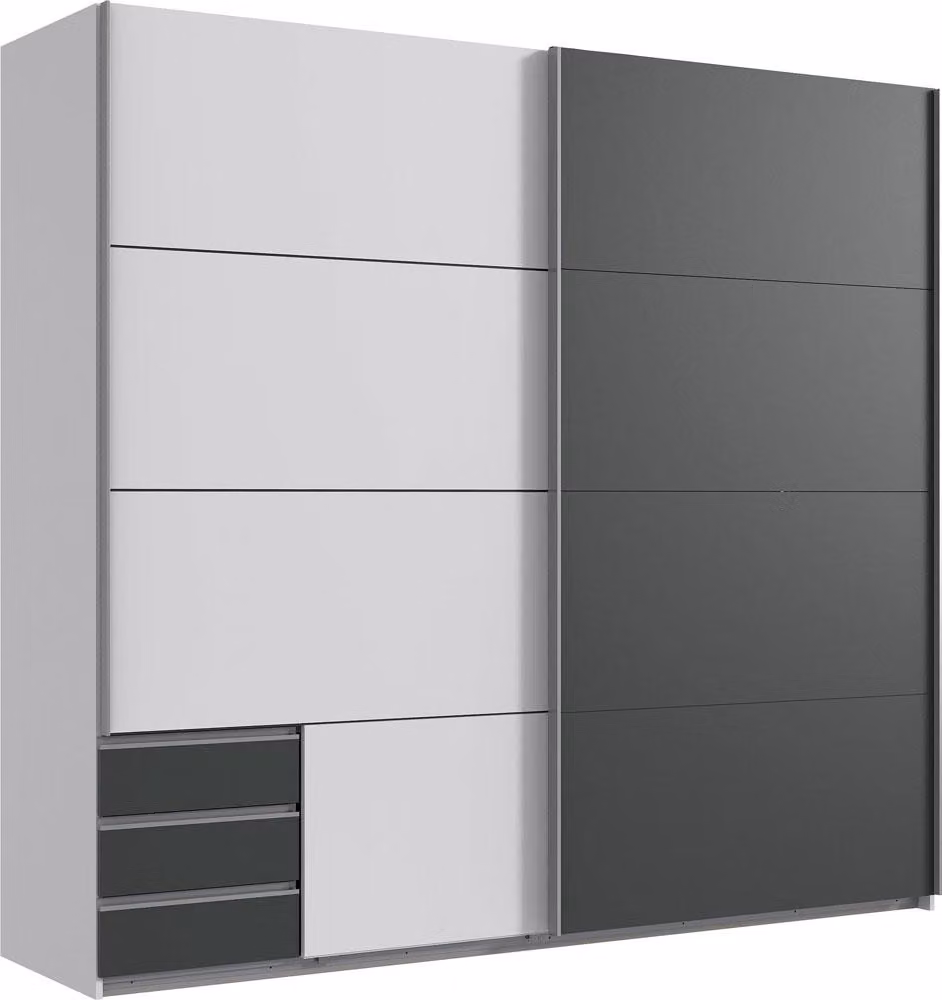 Armadio ad ante scorrevoli Emden Armadio design selezionabile,bianco/grafite,225x64x210cm