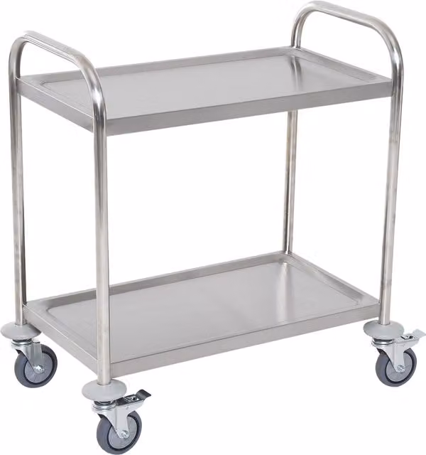 HOMCOM Carrello da Cucina 2 Ripiani con Ruote Carrollo Acciaio Inox 71x41x81cm, Argento Aosom