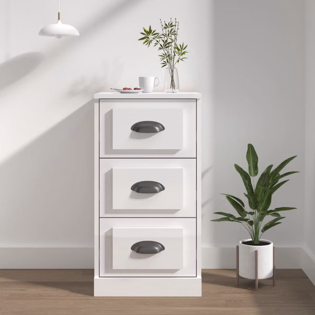 Credenza a parete vidaXL Bianco Lucido in Legno Multistrato L: 36 cm, P: 35,5 cm, H: 67,5 cm