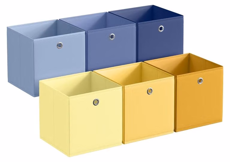Set di 6 contenitori per l'organizzazione | Pelliccia | 33x33x33 cm