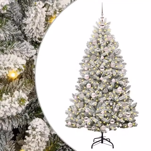 Albero di Natale Artificiale-Albero Natalizio con 300 LED Verde e Bianco 180 cm 135904