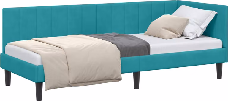 Cornice del letto ad angolo Turchese 80 cm x 200 cm Velluto