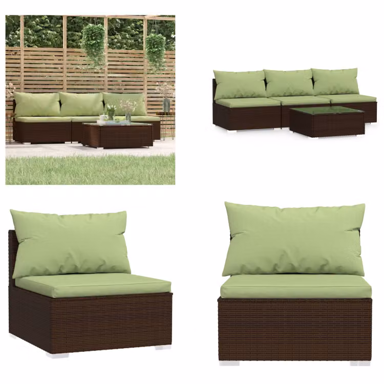 vidaXL set salotto da giardino 4 pezzi con cuscini in poly rattan marrone - set salotto da giardino - set salotto da giardino - divano e tavolo - set salotto da patio