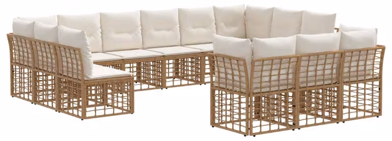 Set di divani da esterno Naturale e Bianco Crema Poliestere