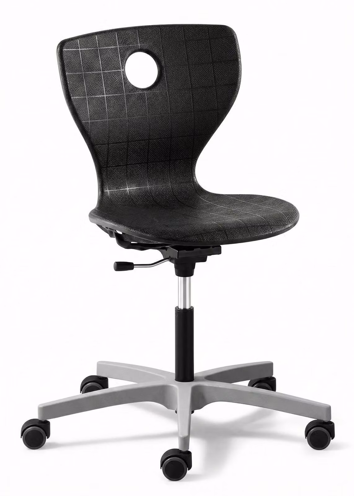 Sedia girevole ergonomica con rotelle e telaio regolabile in altezza