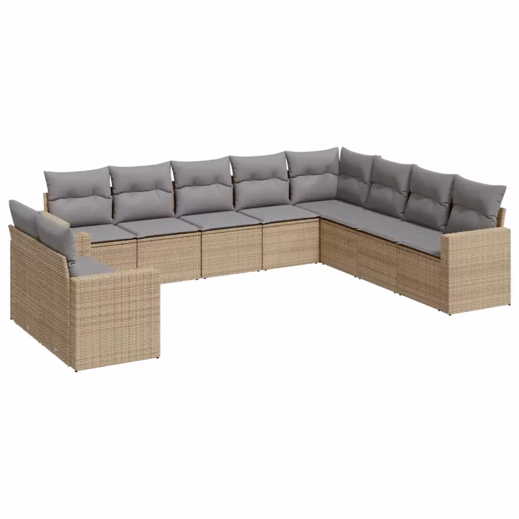 Set Divano da Giardino Moderno VIDAXL in Polyrattan con 10 Cuscini Beige a Forma di L – 2