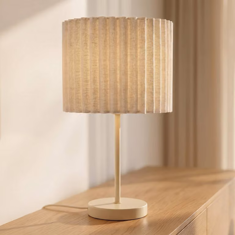 Lampada da tavolo Libbie Lindby, Crema / Ambra, Soggiorno / Sala da pranzo, Tessuto / Stoffa / Seta, Lampada da tavolo