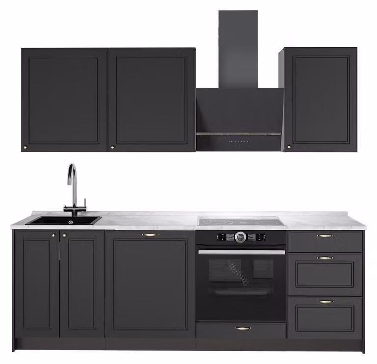 Cucina componibile Vicco Fame-Line Oro-antracite rustico/Antracite 230 cm, PL Marmo, Model 64041