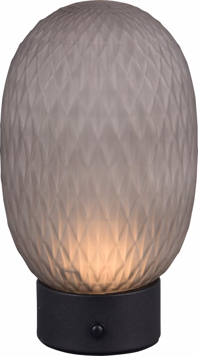 Lampada da tavolo a LED, colore fumo, touch dimmer, batteria ricaricabile, H 20,5 cm