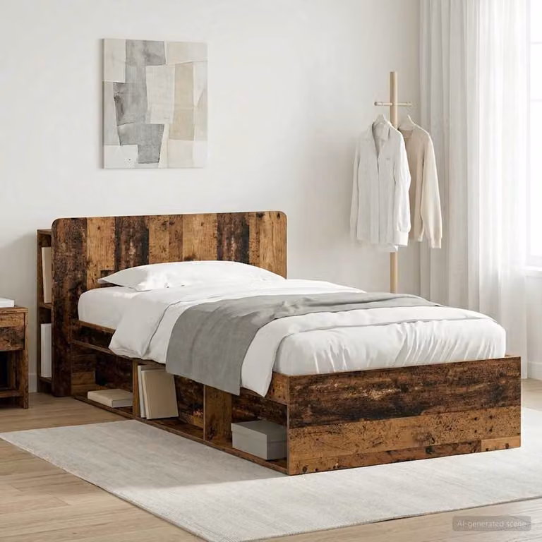 vidaXL Telaio del letto con cassetti in legno color marrone L/P/H: 221.5 x 90 x 119.5 cm