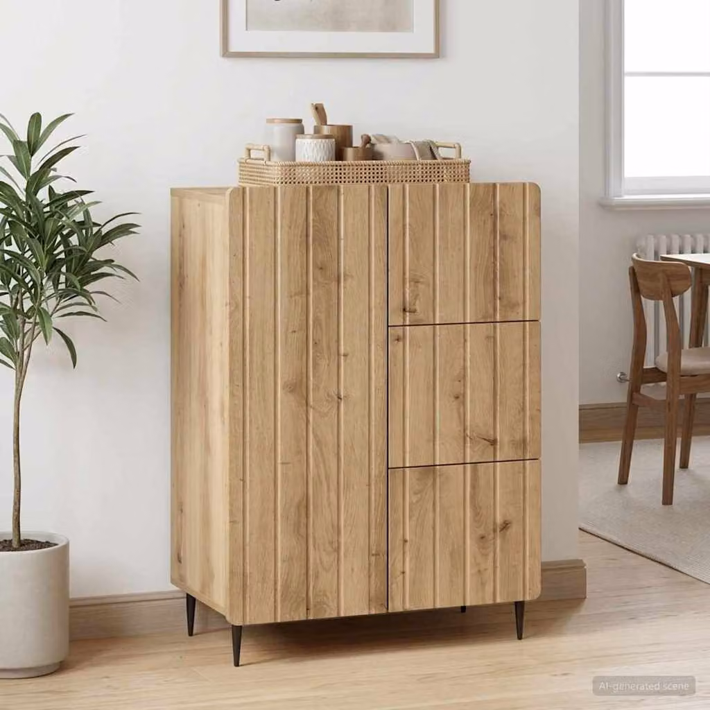 Credenza moderna vidaXL in rovere color marrone, L: 66 cm, P: 34,5 cm, H: 91,5 cm