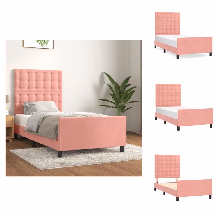 vidaXL Letto con testiera in velluto rosa 80x200 cm - Letti & Reti