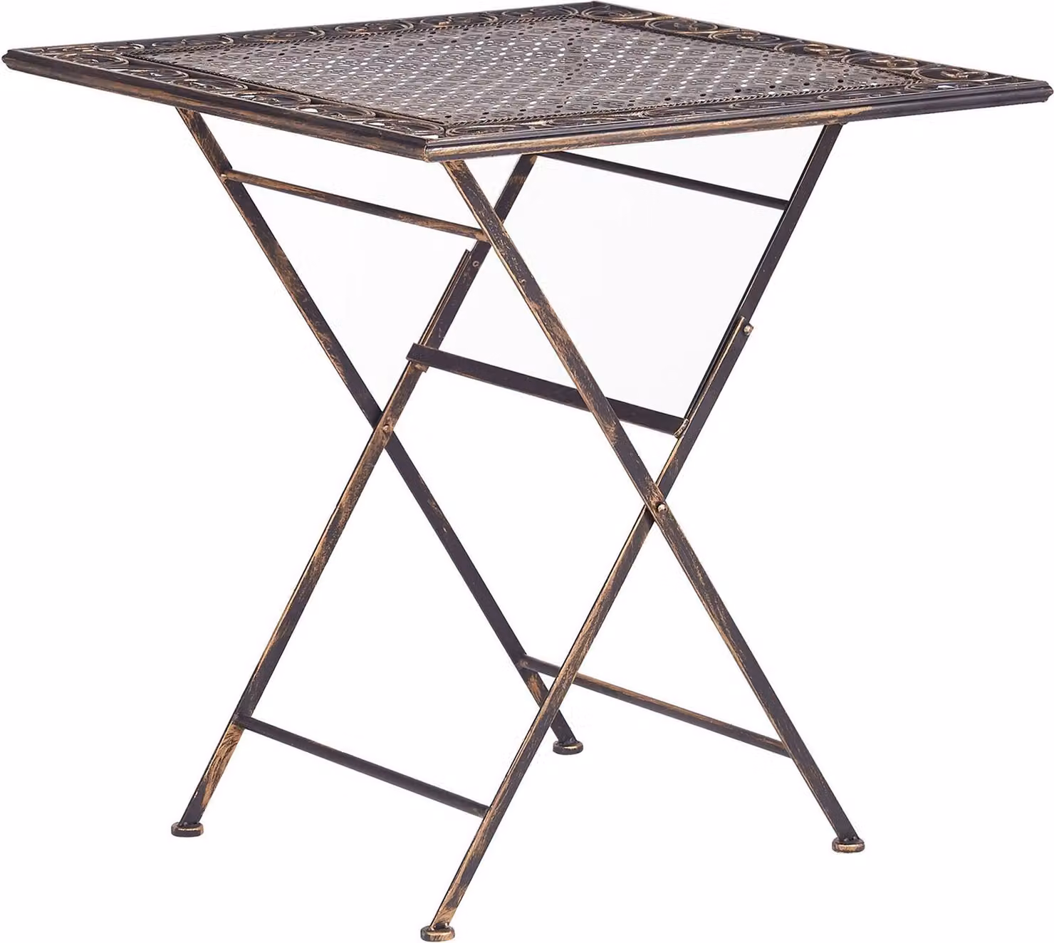 BELIANI Tavolo da giardino nero in metallo pieghevole quadrato 70 x 70 cm balcone terrazzo giardino romantico