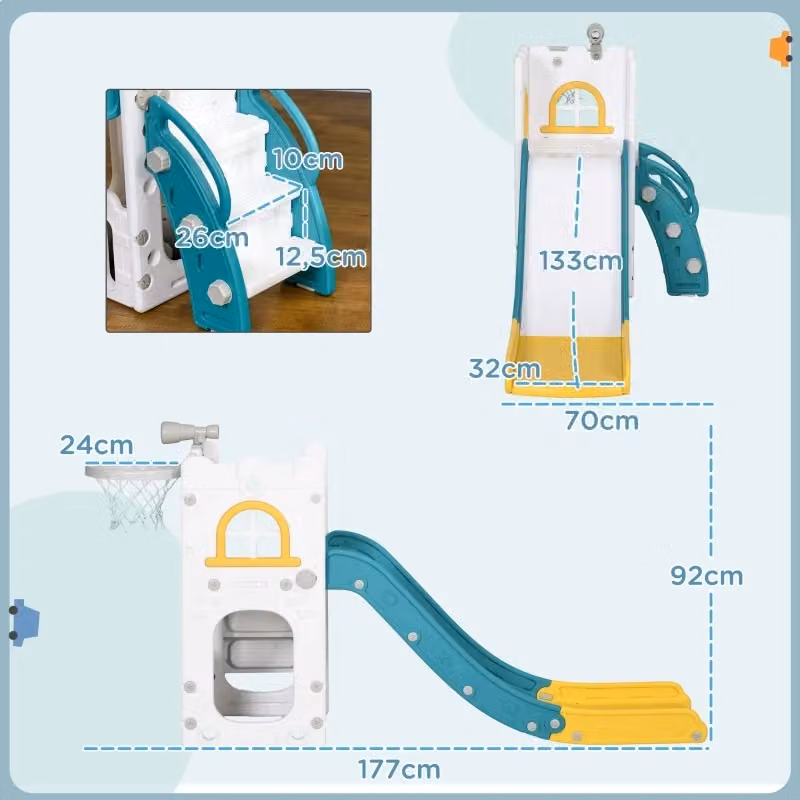 Scivolo 4 in 1 REDOM per bambini in plastica, Giallo, H x L x P: 92 x 177 x 70 cm – 2