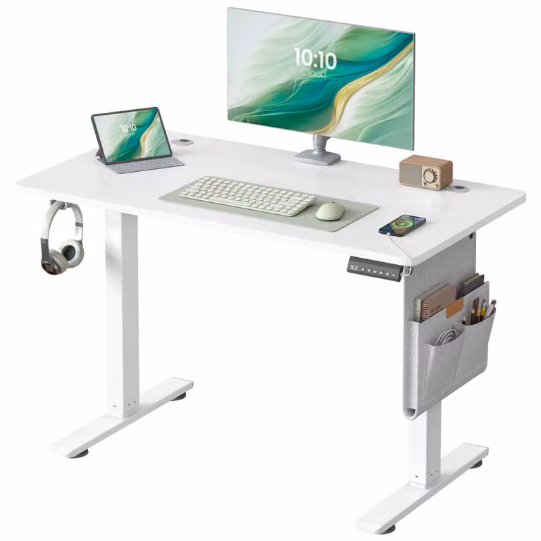 Scrivania Regolabile in Altezza Scrivania Elettrica per Lavoro in Piedi, Bianco Nuvola / 60 x 100 x (72-120) cm (P x l x H)