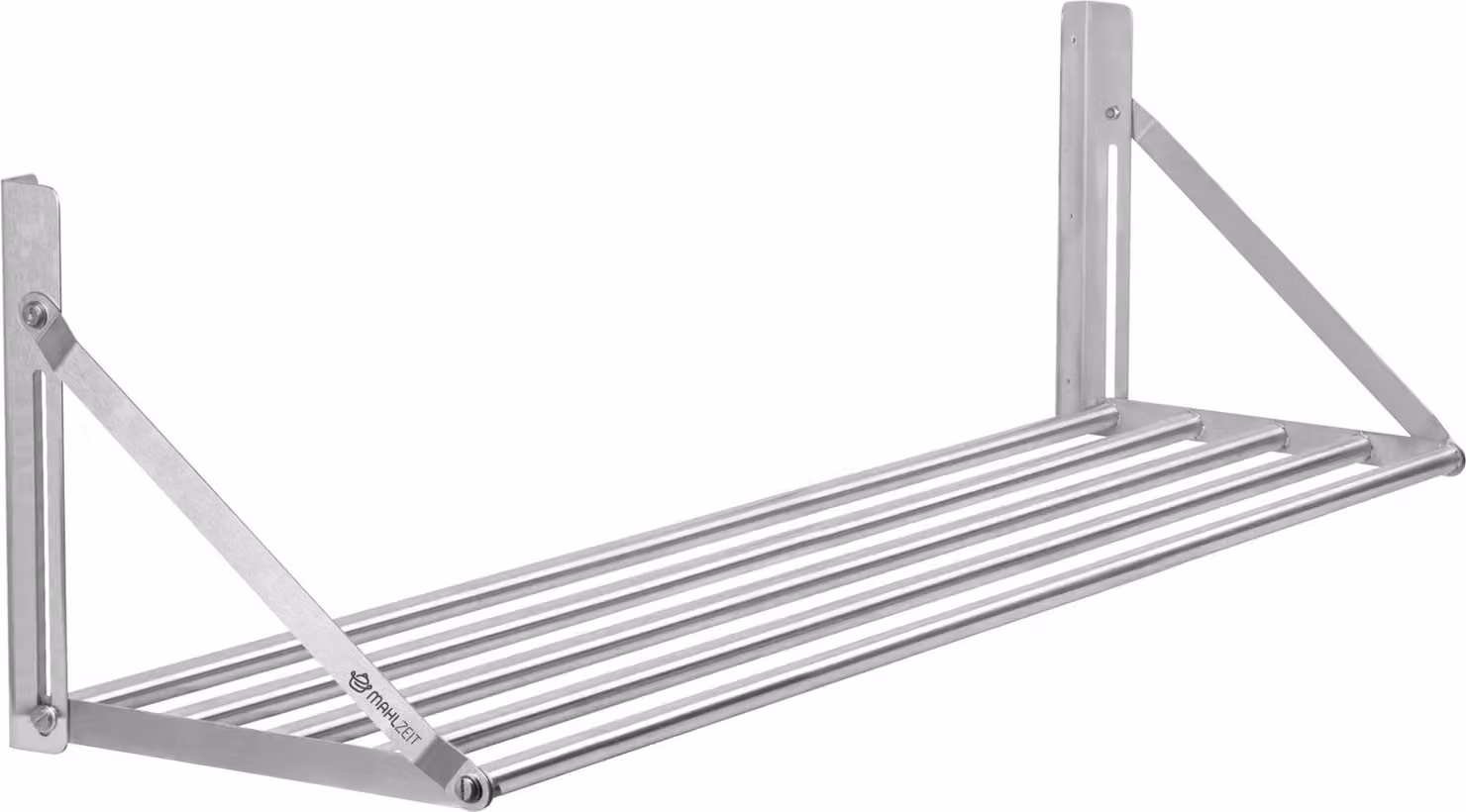 Mensola da parete in acciaio inox Mahlzeit, 120 x 30 cm, mensola pensile pieghevole con pratico design a barra