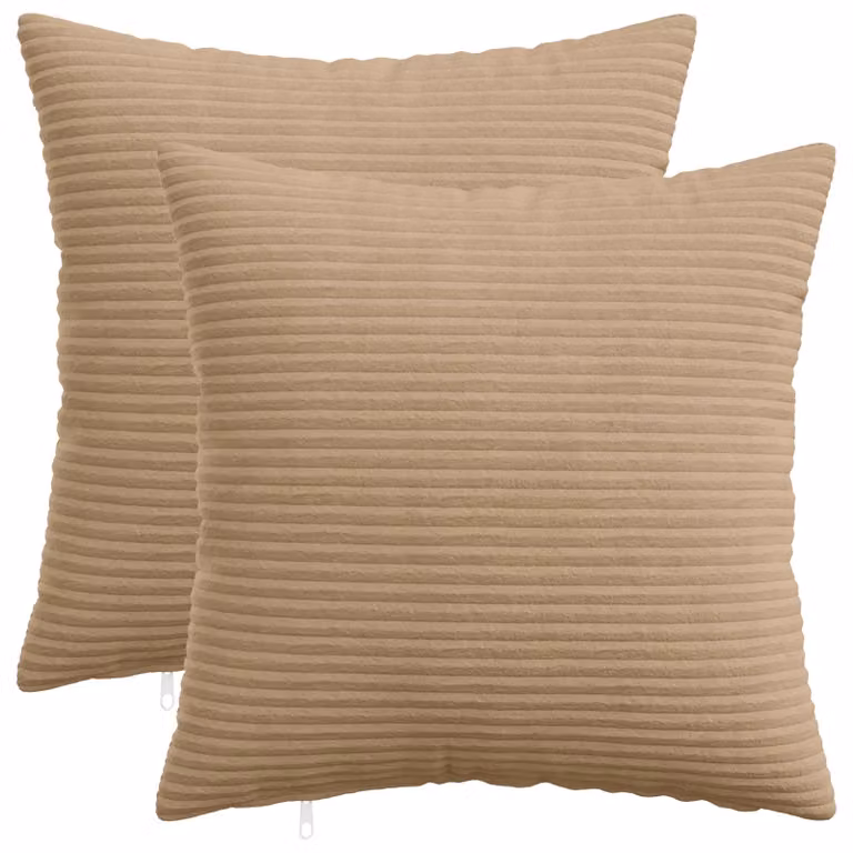Set di 2 federe vidaXL HEERLEN in velluto a coste marrone, L 30 cm x P 30 cm
