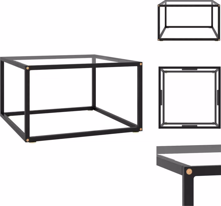 vidaXL Tavolino nero con vetro temperato 60x60x35 cm - Tavolini da caffè