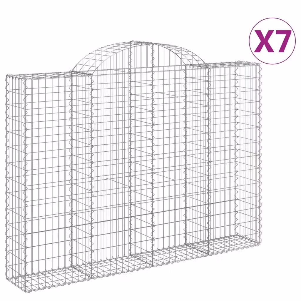 Set di 7 Cesti Gabbioni ad Arco Videx in Acciaio Zincato Argento L: 200 cm, P: 30 cm, H: 140/160 cm – 2