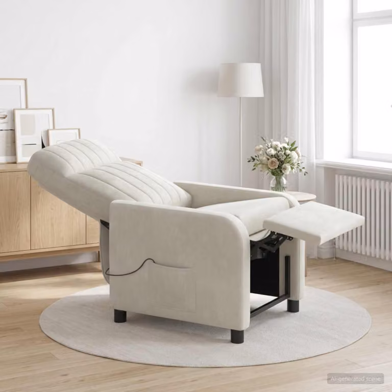 Poltrona relax reclinabile elettromotrice vidaXL in velluto beige con braccioli