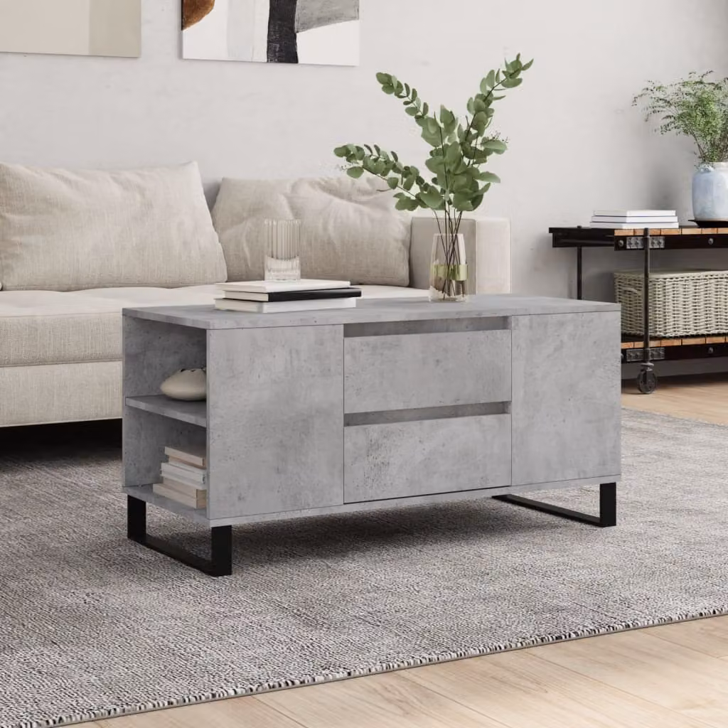 Maison Exclusive - Tavolino da salotto grigio cemento 102x44,5x50 cm Materiale ligneo