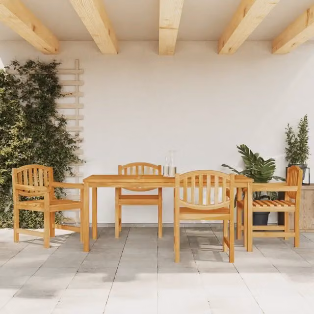 Set da pranzo per giardino vidaXL in legno di teak marrone composto da 5 pezzi – 1