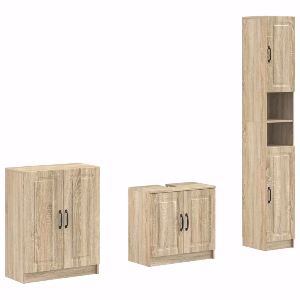 Set di mobili da bagno moderni vidaXL in legno marrone composto da base lavabo e armadietti a muro – 2