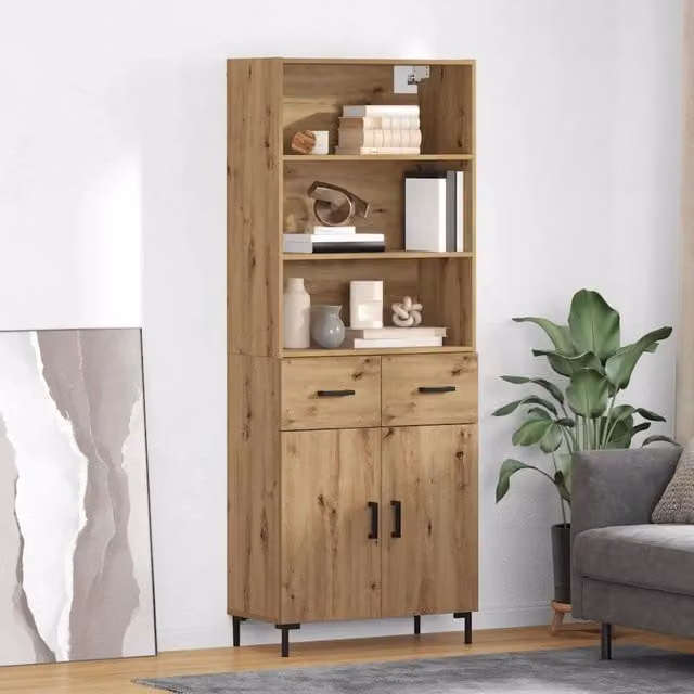 Credenza con Cassetto-Buffet-Armadio da cucina Rovere artigianale 69,5 x 34 x 180 cm 713041