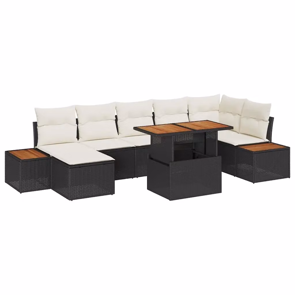 Set da pranzo da giardino vidaXL in rattan e legno di acacia nero e beige per 8 persone – 2