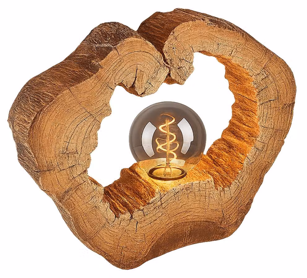 Lampada da tavolo a LED, disco dell'albero, aspetto legno, H 25,5 cm